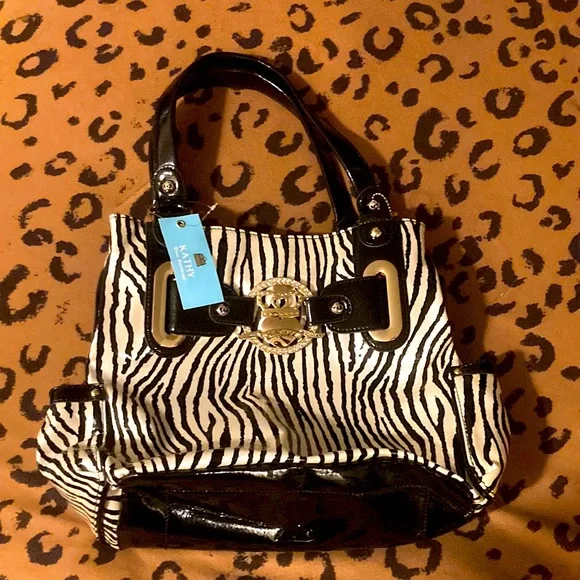 NWT Kathy Van Zeeland Zebra Purse